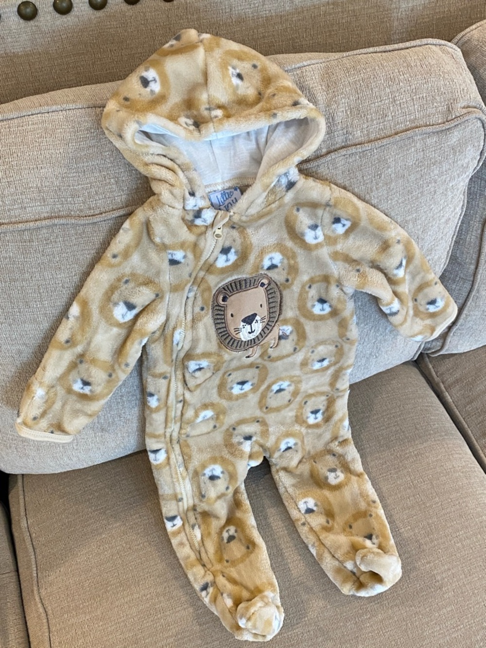 Little Joy Hooded Lion One-Piece Fleece Romper